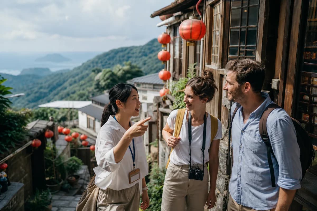 台灣地方導覽員帶領海外旅客體驗山城文化